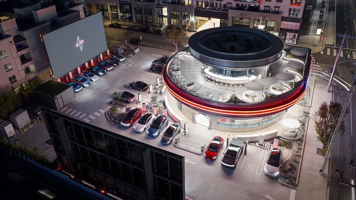 Tesla opens its first DINER in Hollywood - complete with robot servers, a drive-in cinema, and CyberTruck happy meals | Daily Mail Online