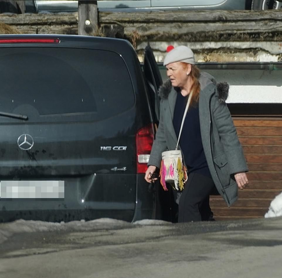 The Duchess of York Sarah Ferguson was also pictured in Verbier this week as she holidayed with her daughters and their husbands